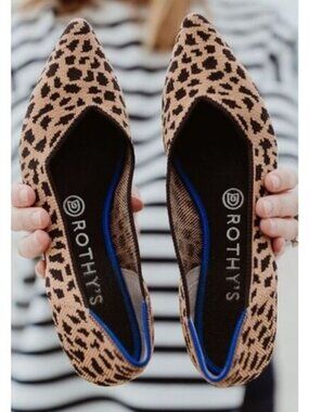 Rothy's The Point Tan Leopard Print Flats 8 Retired